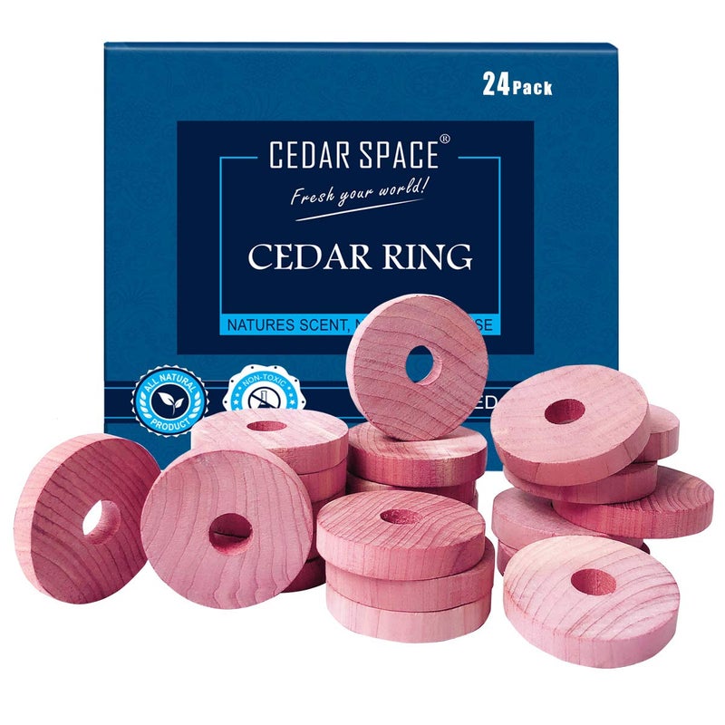 Cedar Space Cedar Blocks for Clothes Storage â€“ 24 Pcs 100% Natural Cedar Rings | Wardrobe & Drawer Freshener for Closet Storage - Image 1